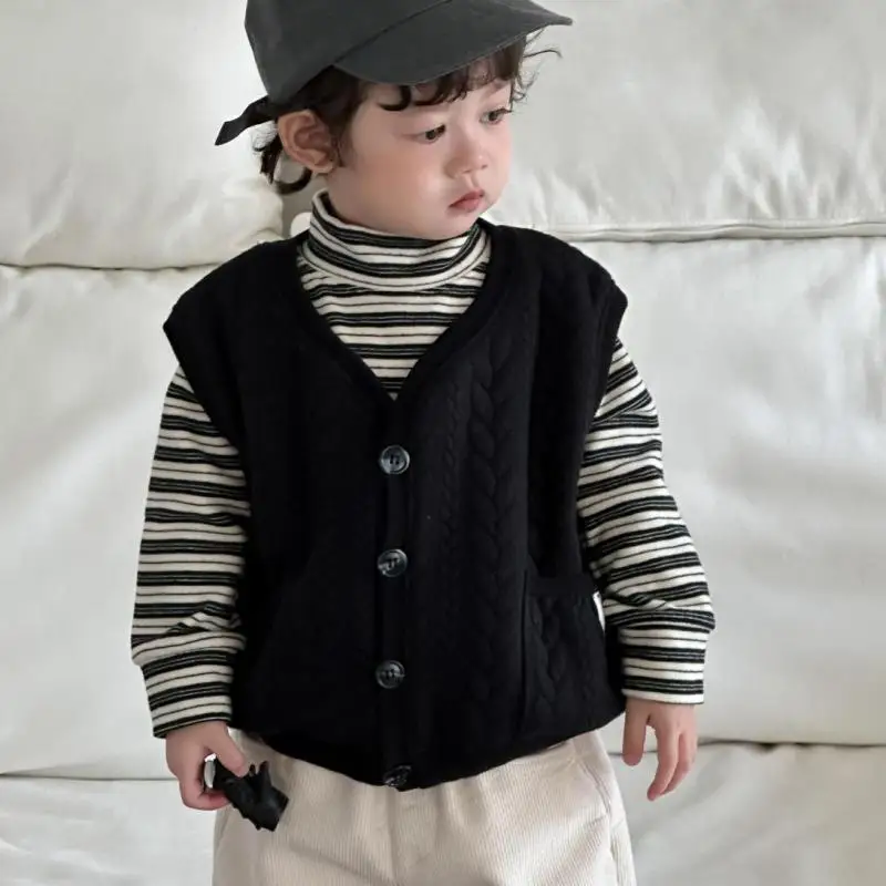 

2025 Winter New Children Sleeveless Warm Vest Baby Thick Vest Boys Girls Cardigan Kids Casual Vest Cotton Infant Clothes