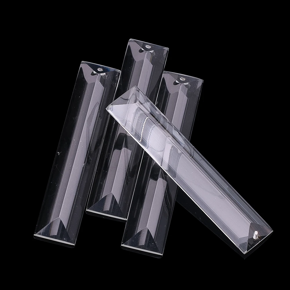 2pcs 100x22mm Crystal Long Strip Chandelier Lamp Parts Replacement Pendant K9 Glass Prism Rectangle Hanging Window Wedding Decor