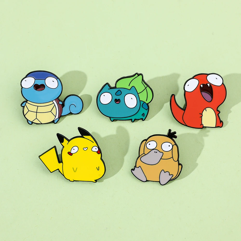 Broche en émail Pokémon Anime pour enfants, Pikachu, Bulbasaur, Psyresines, SLaura, Danemark ge, Denim, Vêtements, Sac, Animal mignon, Bijoux, Cadeau, Jouet