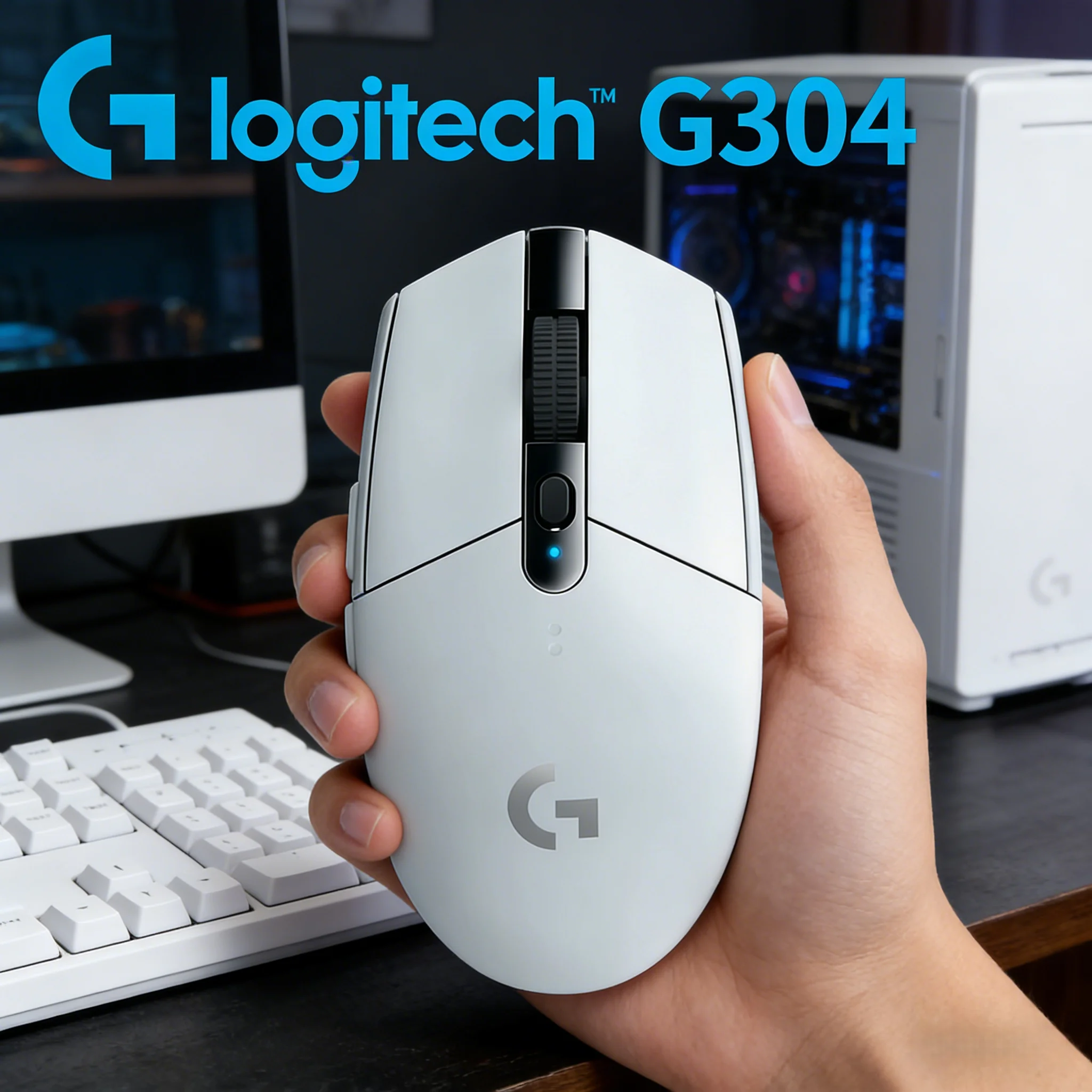 Logitech G304 Lightspeed Wireless Gaming Mouse, HERO 12K Sensor,  6 Programmable Buttons, 250H Battery for PC Laptop Gamer