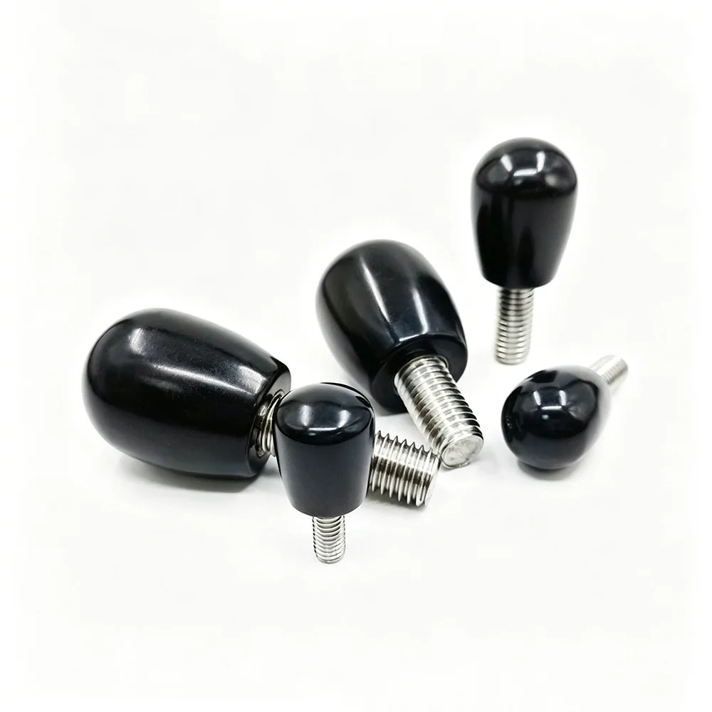 1Pcs Bakelite Oval Handle Knob M6 M8 M10 M12 304 Stainless Steel Cylindrical Hand Tight