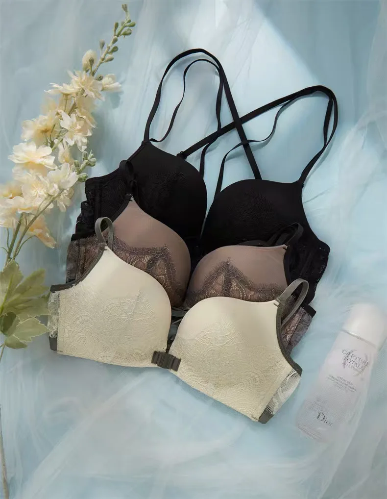 

Сексуальный комплект нижнего белья пуш-ап на пуговицах спереди сзади, комплект нижнего белья с маленькой грудью, антипровисающий комплект без бюстгальтера на косточках для женщин