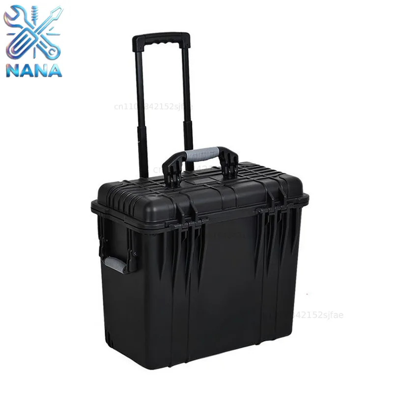 Pull Rod Toolbox Portable Equipment Protective Box Waterproof Safety Instrument Storage Box 19.5-inch Toolbox with Grid Sponge