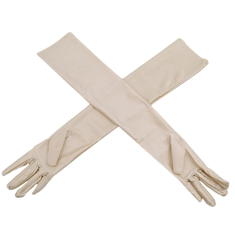 Guantes largos de satén a la moda para fiesta de noche de ópera, disfraz de graduación, negro, blanco, rosa, gris, Beige, Rojo