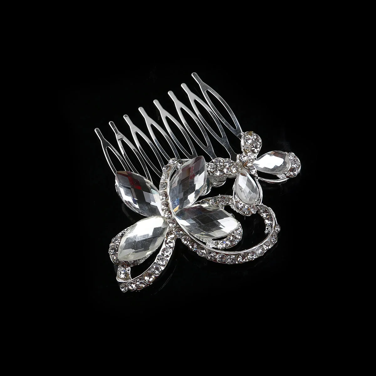 

Rhinestone Hair 7cm Silver Alloy Women Hairpin Wedding Comb Bridal Clips Wedding Hair Comb Headwear Prom Party