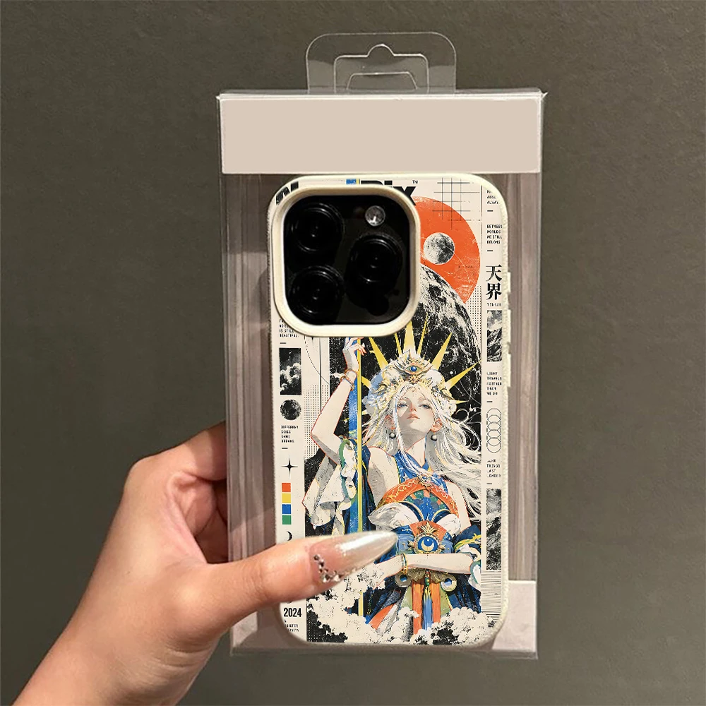 Sun Priestess Anime Girl Print Y2K Phone Case Cool Girl For iPhone 11 Plus Pro 12 13 14 15 16 17 18 Max Air Soft TPU Case
