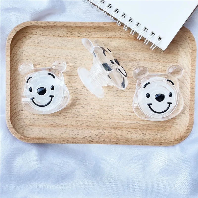 Disney Winnie the Pooh Airbag Phone Bracket For iPhone Huawei Samsung XiaoMi Cartoon Cute Desktop Telescopic Transparent Holder