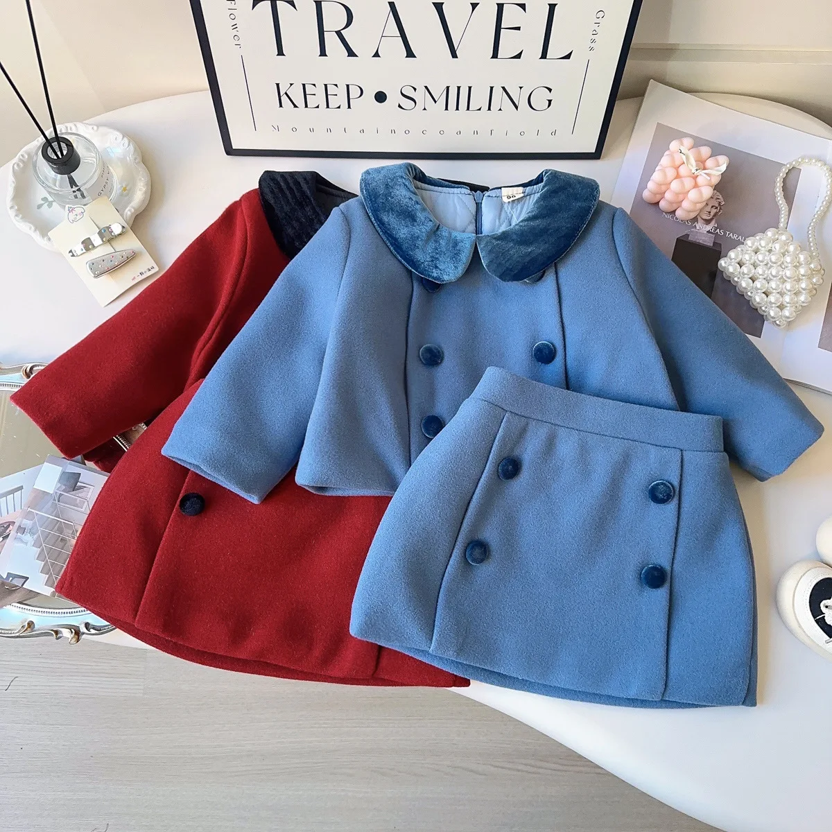 

Girls Thick Clothes Sets Winter 2025 Children Warm Cotton Coats Skirts 2pcs Princess Dress Suit For Baby Girl Woolen Outfits Kid