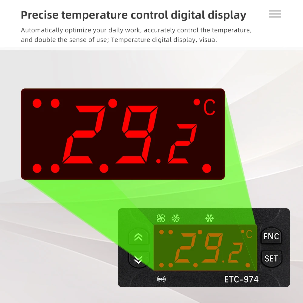 ETC-974 Digital Temperature Controller 220V Refrigerator Thermostat Mini Regulator Thermoregulator Thermocouple NTC Dual sensor