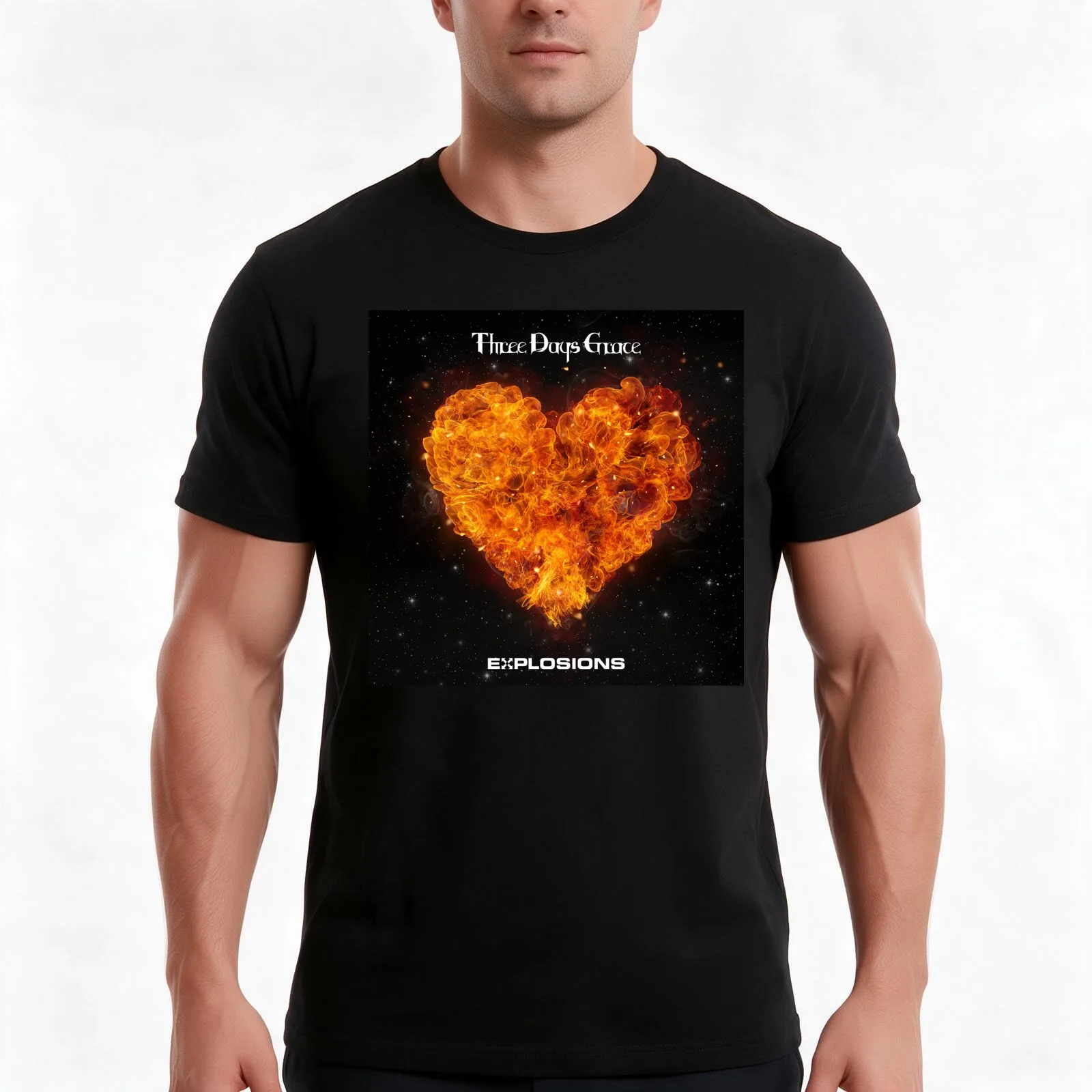great three days band explosions T-Shirt, Summer Casual Cotton Tee, Oversized Streetwear Tops, Vintage Graphic Print