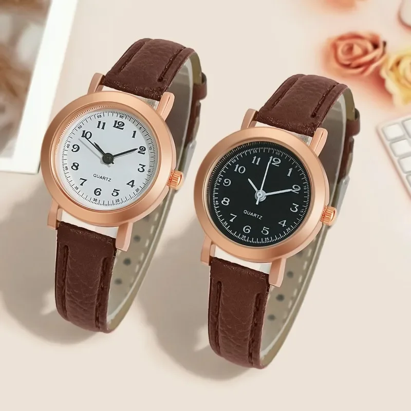 

Simple Vintage Watches for Women Dial Wristwatch Leather Strap Quartz Wrist Watch High Quality Ladies Casual Bracelet Watches