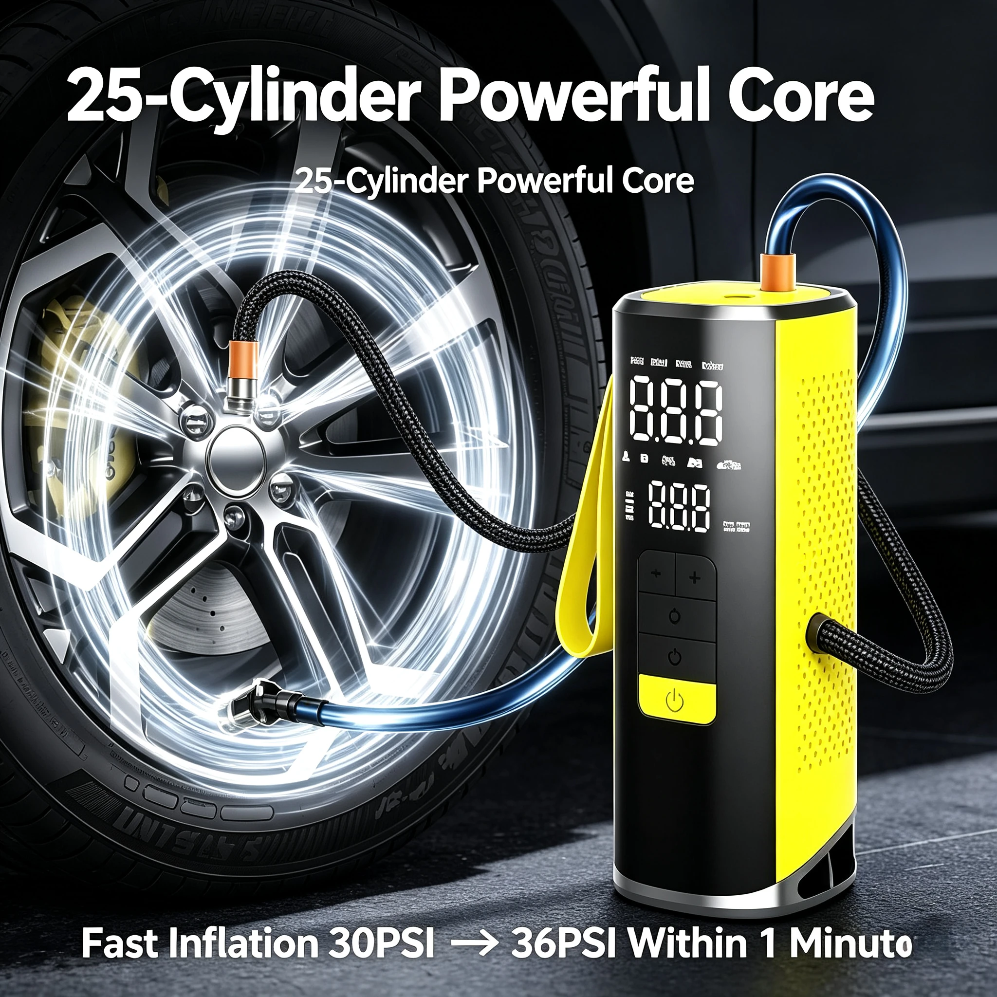 Portable Wireless Car Tire Inflator Rechargeable Air Pump For Automobile Pickup Truck Outdoor Emergency Tire Inflation Tool