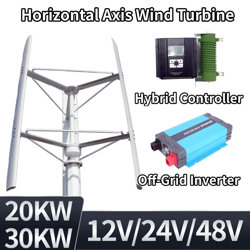 Low Noise 10KW Vertical Wind Turbine Generator 50000W 12V 24V 48V with MPPT Regulator for Home Rooftop Use