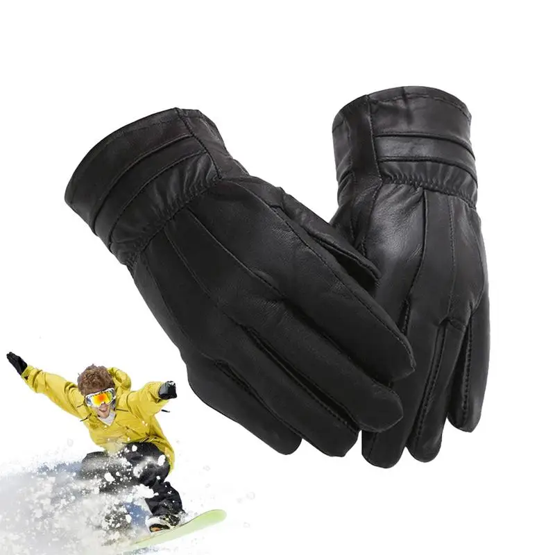 Gants de ski thermiques en cuir, mitaines d'équitation, coupe-vent, résistants au froid, cyclisme en plein air, moto, hiver