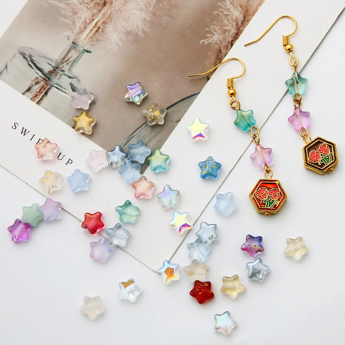 8mm Starry Night Glass Beads Vintage Style for DIY Jewelry Making, Earrings and Bracelet Craft