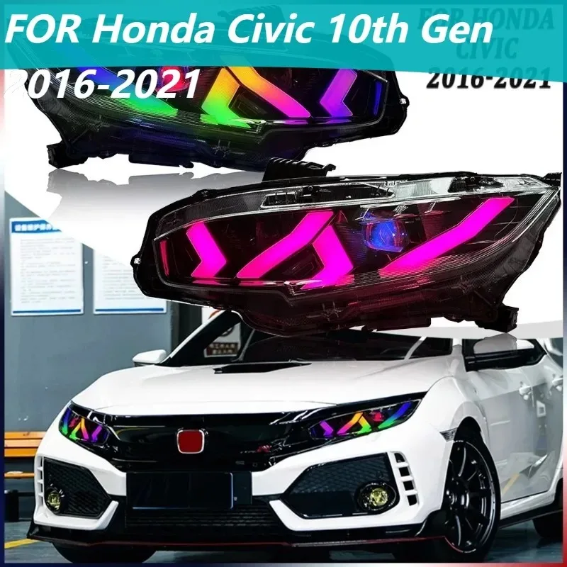 

Для Honda Civic 10-го поколения 2016-2021, пара светодиодных фар RGB с ДХО