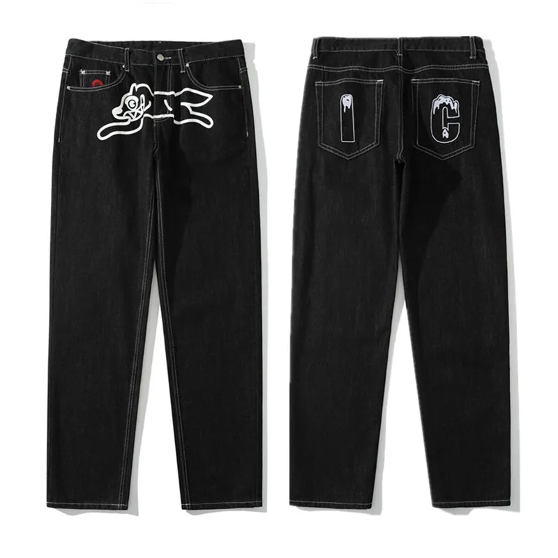 2024 Pantolon Y2K Streetwear Flying Dog Print Baggy Jeans Pants For Men Clothes Harajuku Fashion Hip Hop Denim Trousers Vaqueros