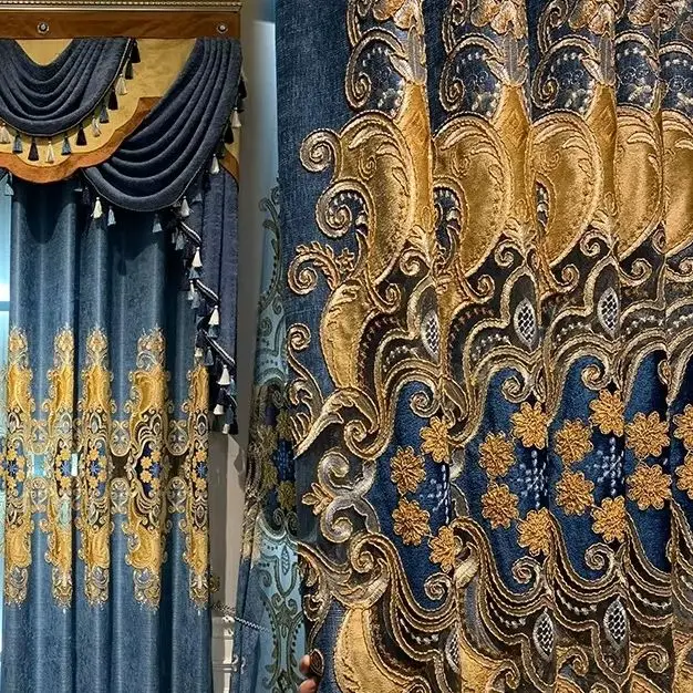 European Style Hollow Chenille Embroidery Is Luxurious and High-end Custom Size Curtains for Living Dining Room Bedroom Window