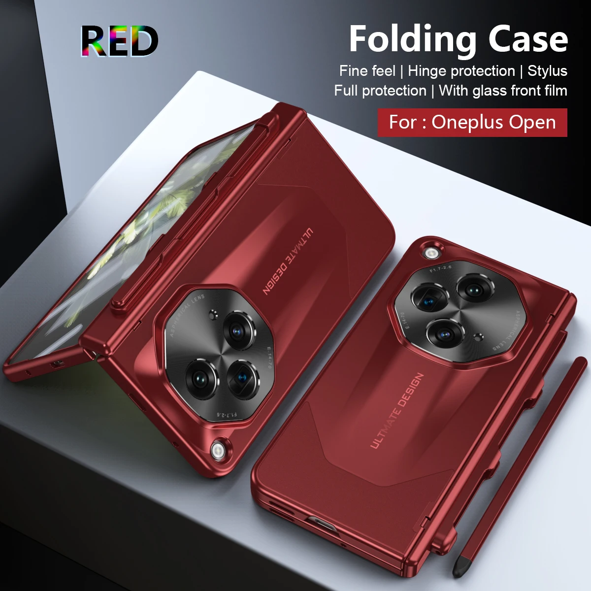 

Case For OnePlus Open Stylus Slot With Pen Matte Anti-Fingerprint 360 Full Coverage Lens Hinge Protection Integrated Film Cover