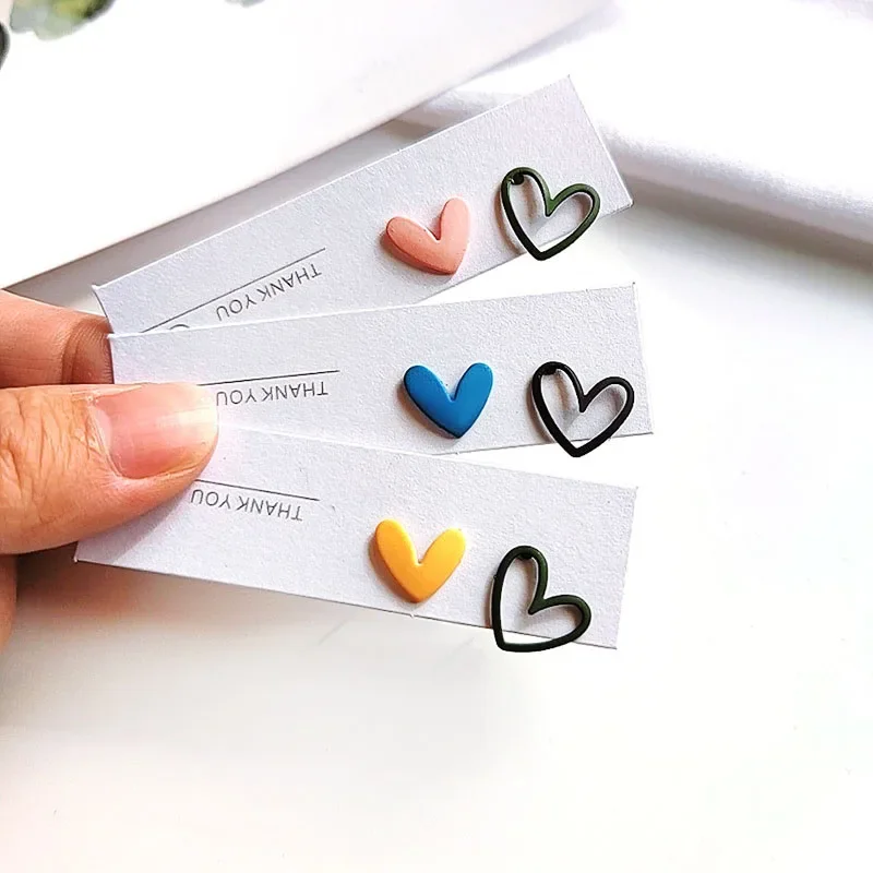 Trend Asymmetric Hollow Heart Earrings for Women Beautiful Girl Cute Party Jewelry Korean Yellow Blue Sweet Stud Earrings B-47