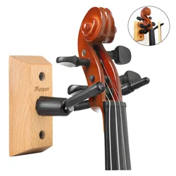 Violin Viola Wall Mount Hanger Wall Hook with Bow Hook Wooden Base 1 Pack for Displaying and Storing Violins Accessories