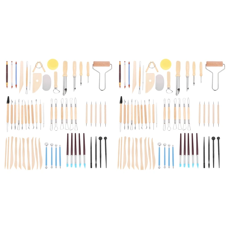 

122PCS Ceramic Clay Tools Set Polymer Clay Tools Pottery Tools Set Wooden Pottery Sculpting Clay Cleaning Tool Set