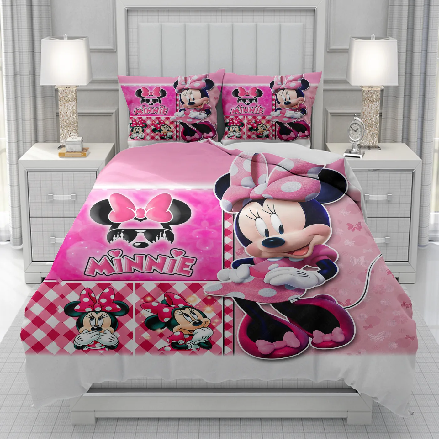 Mickey Mouse False zipper pattern Duvet Cover men women/Children KID Printing Disney cartoon Bedding Set  Comforter Bed Soft