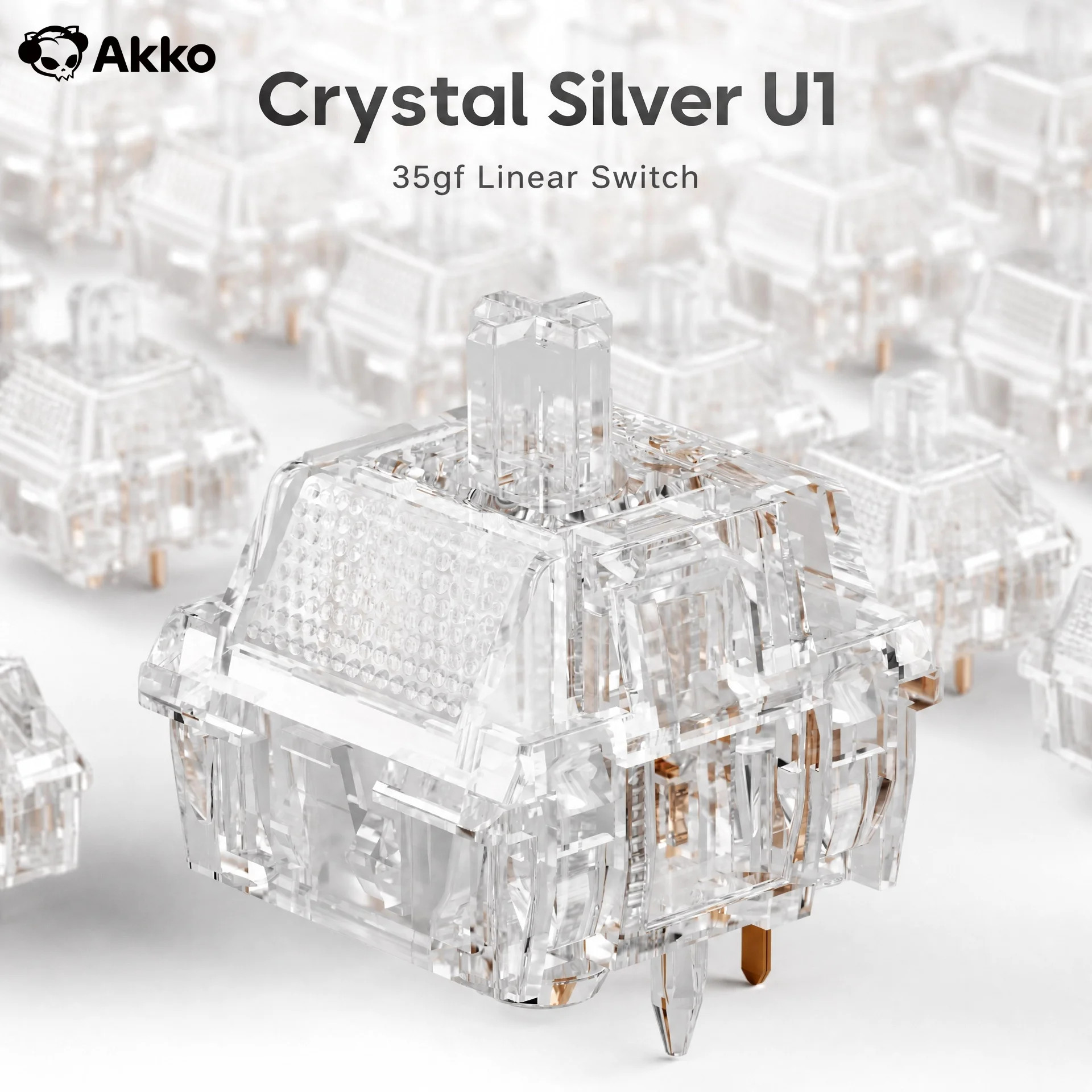 Akko Linear Switch U1 Series Crystal Silver 35gf  5-Pin Customizable Hot-Swappable Mechanical Keyboard Switches for Gamer 45pcs