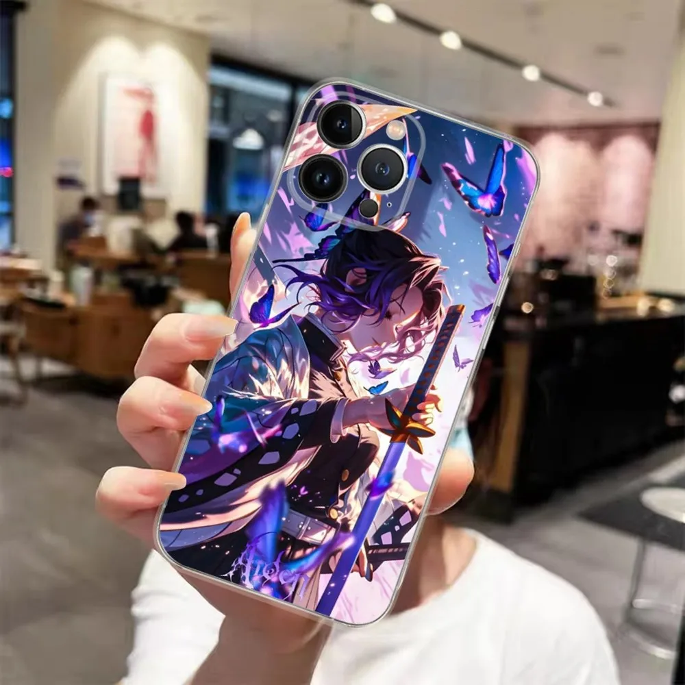 Anime D-Demon S-Slayer K-Kochou Shinobu Phone Case For iPhone 15 14 13 12 11 Pro Xs Max Mini XR X 7 8 Plus Transparency Funda