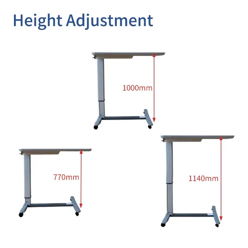 طاولة فوق السرير مع عجلات ارتفاع قابل للتعديل طاولة السرير المحمولة متعددة الوظائف للمنزل والمستشفى