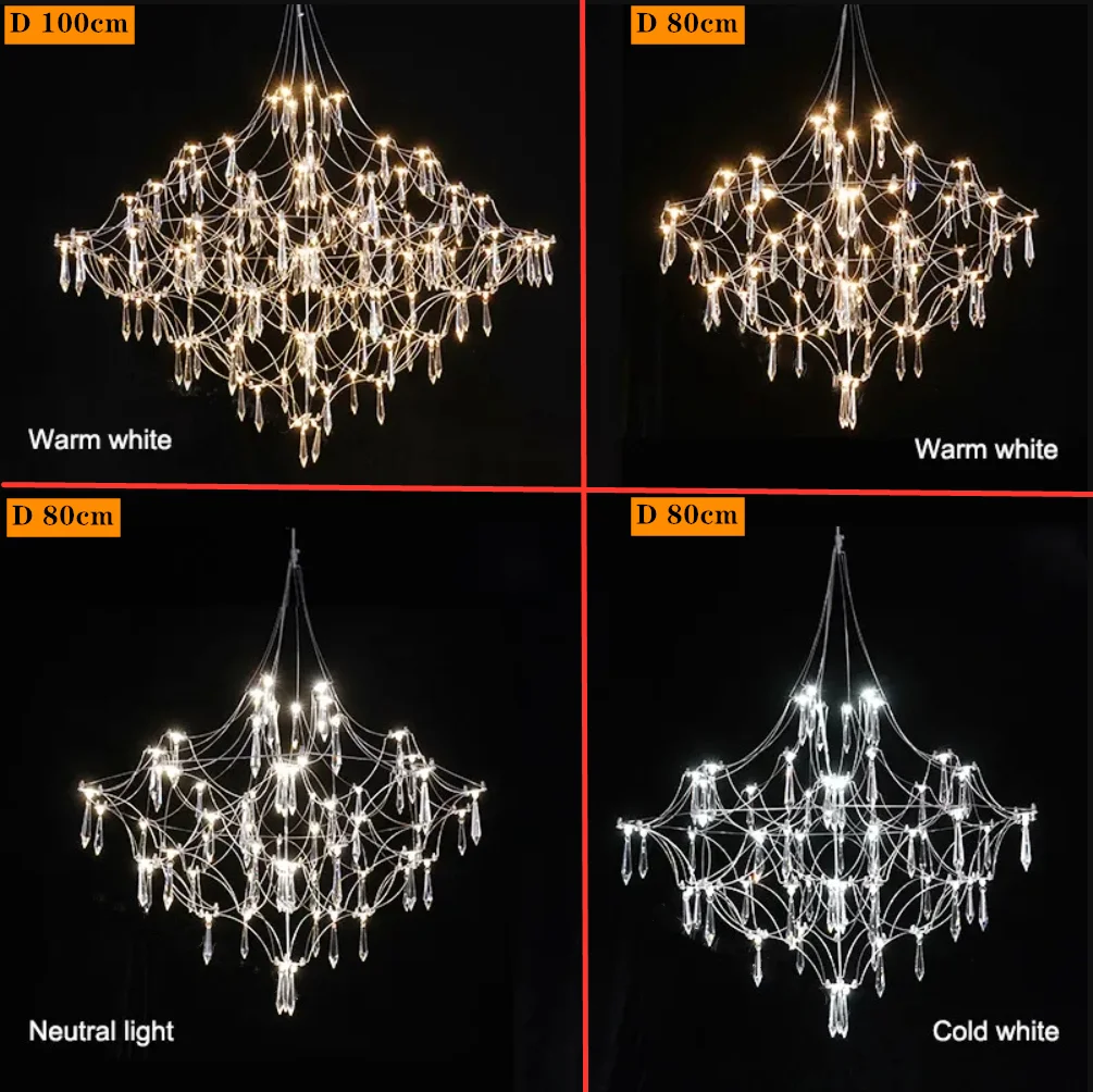 Nordic stainless steel chandelier hotel club estate restaurant decorative lighting fixtures Starry sky firefly creative LED lamp