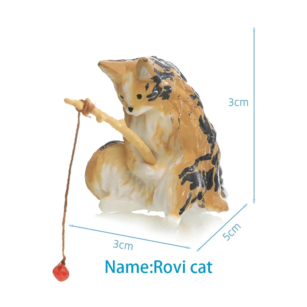 1 PC ถังปลาภูมิทัศน์ตกปลาเครื่องประดับแมว Creative Aquarium ตกแต่งการ์ตูนสัตว์เรซิ่น Figurine สําหรับตกแต่งบ้าน