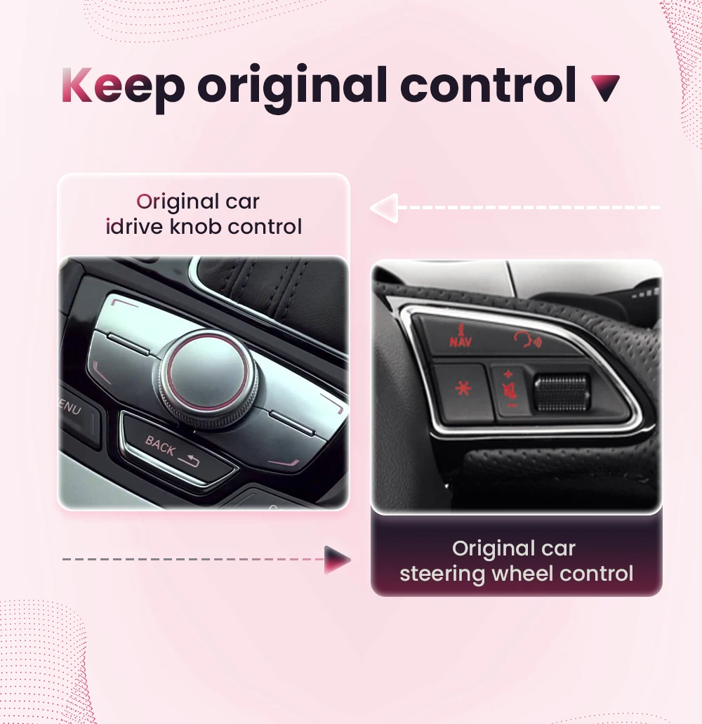 BONROAD Drahtloses CarPlay-Schnittstellenmodul für Audi A6 A7 A4 A5 Q3 A1 Q5 mit Android Auto Mirror Link AirPlay Bluetooth – Detail 3