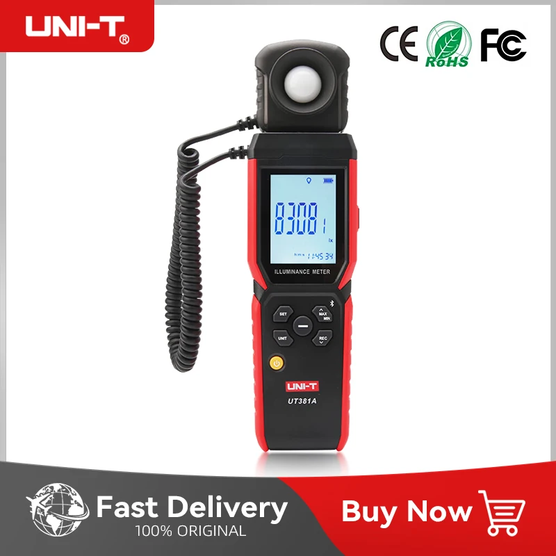 UNI-T Digit Light Meter UT382A 400000 Lx Photometer 999 Data storagelux meter Bluetooth illuminance Measuring Instrument