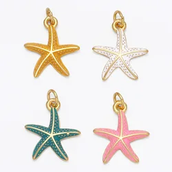 OCESRIO Small Cute starfish Charms for Jewelry Making Gold Plated Copper CZ Findings for Diy chma147