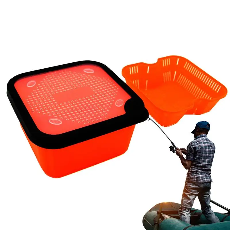 Live Bait Box Fishing Tackle Box Fishing Box with Inner Frame Fishing Accessories Red Worm Earthworm Lure ABS Ventilation Box