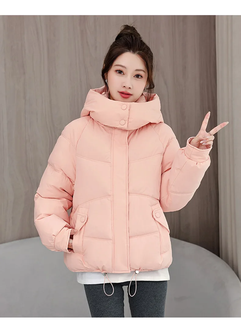 Winter Thick Puffer Coat Women Zip Up Windproof Russian Cold Weather Snow Jacket Detachable Hooded Outerwear Candy Color New