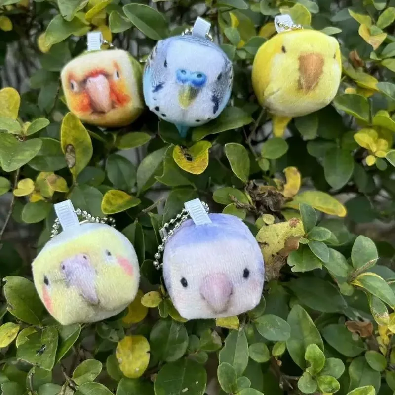 Cute Ugly Simulation Parrot Plush Keychain Mini Square 6Style Parrot Keyring Gifts Cube Doll Key Chains Bag Pendant Bird Lover