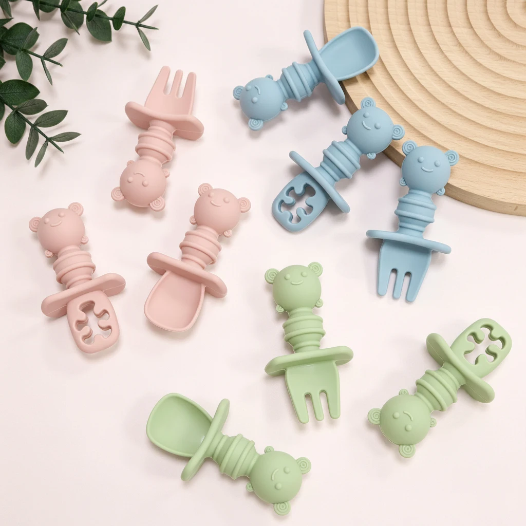 Juego de 3 piezas de cuchara y - Baby Food Utensils Set reseña y precio