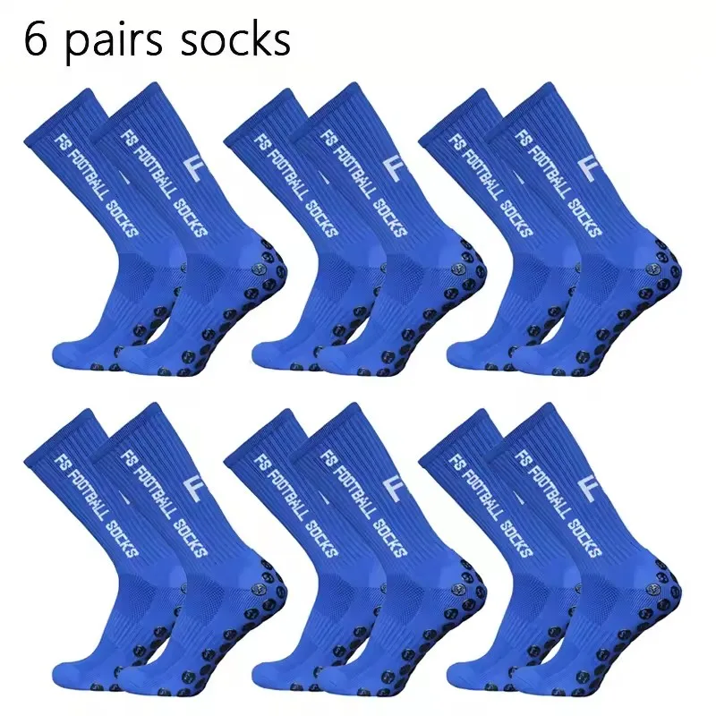 6 Paar atmungsaktive Fußballsocken für Herren und Damen, Sportsocken, rutschfeste Silikonunterseite, Fußball-Baseball-Socken, Outdoor-Sport, Yoga-Socken – Detail 4