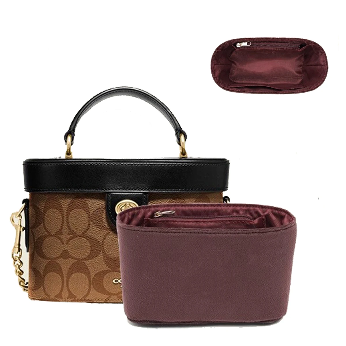

Soft Bag Insert Organizer for Coach KAY20 Wine Red Bag Support Organizer for Tote & Purse Bag Accessories