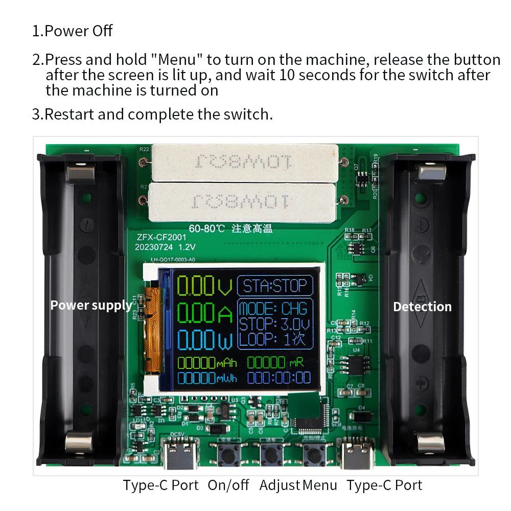 Digital Battery Power Detector Type-C LCD Display Battery Capacity Tester Module MAh MWh Lithium 18650 Battery Tester