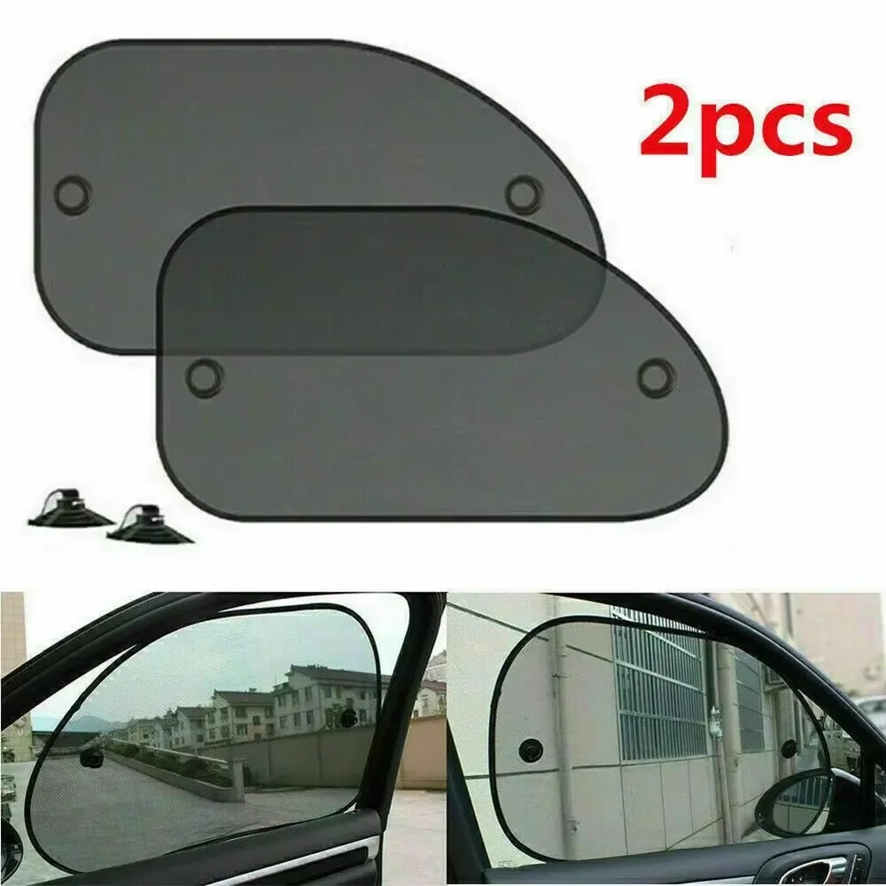 2pc Car Window Sunshade Cover Sun UV Protection Auto Front Rear Black Window Curtain Side Glass Mesh Sunshades Accessories