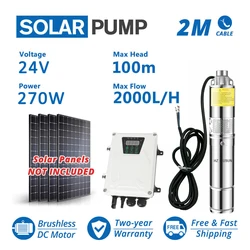 Max 100m Helical Solar Screw Water Pump DC 24V Solar Water Pumping Machine with MPPT Controller Well Solar Pumps for Agriculture