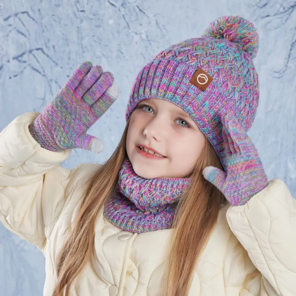 

3Pcs Fashion Unisex Kids Winter Hat Scarf Gloves Set Fleece Ear Protection Children Beanie Cap Warm Scarf Cap