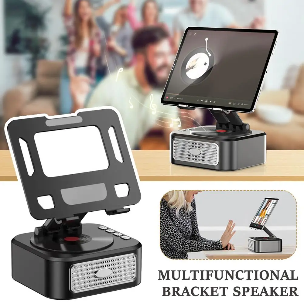 Foldable Desk Tablet Stand Holder Table Smartphone With Speaker Box Sound Bracket USB Stereo Bluetooth Mount Wireless Speak M8Z9