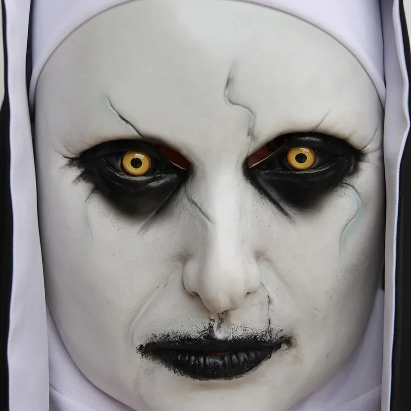 Soul invocando 2 Cosplay máscara de monja Halloween terrificante monja alma máscara Prop Terror monja fantasma tocado aterrador mueca cubierta para la cabeza