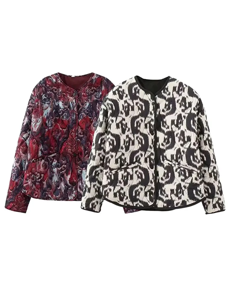 

Women's Parkas Jackets Women's Printed Coat 2025 Vintage Fashion Woman's Coat With Button Outerwear Woman Jackets Coat ﻿