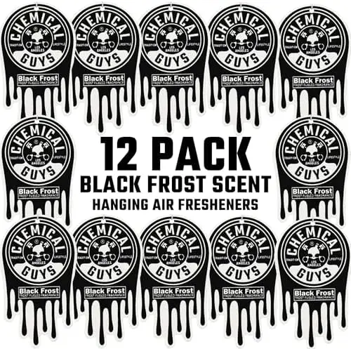 

Chemical Guys Black Frost Car Air Fresheners - 12 Pack Hanging Scent for Cars, Home, Garage & More