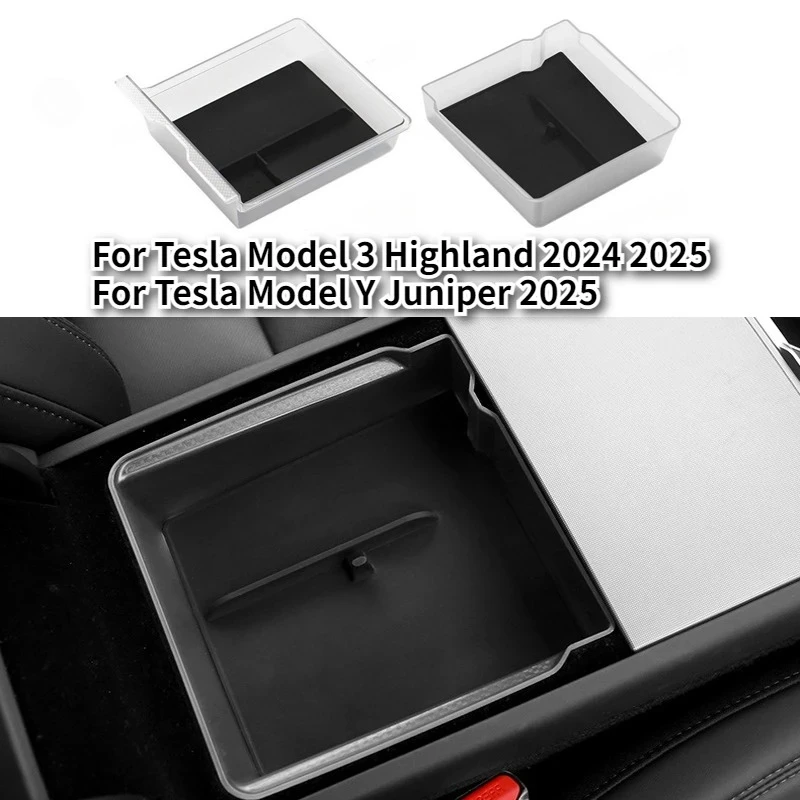 Für Tesla Model Y/YL Juniper 2026 Model 3 Highland Mittelkonsolen-Aufbewahrungsbox Armlehnenbox Organizer Ablage Zubehör